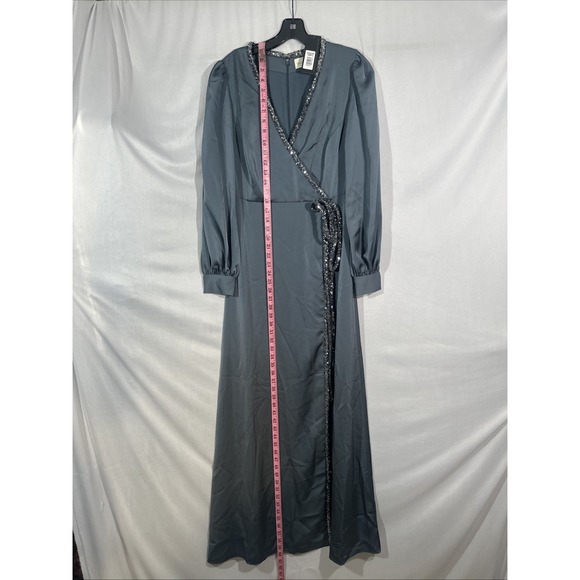 NWT $895 Sachin & Babi [ 2 ] Dorthea Satin Crepe A-line Gown in‎ Gunmetal #J1951 - Picture 6 of 13